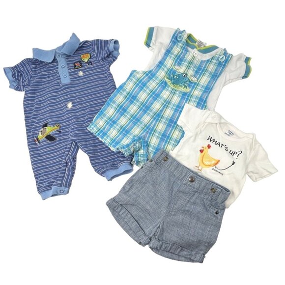 Baby Boy's - Bibbed Shorts & Shirt, Romper, Shorts & Body‎ Suit - Size 3-6 M - Picture 1 of 13
